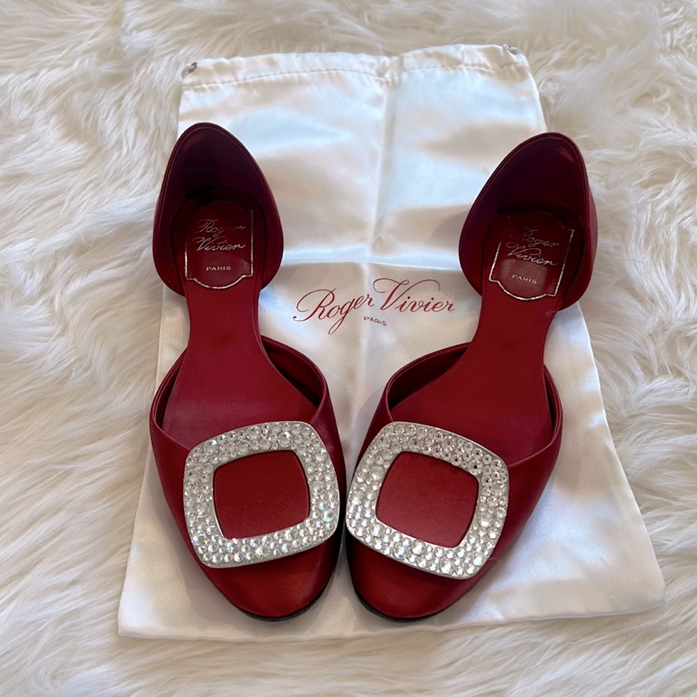 Roger Vivier Chips Strass Ballerina Flats Red
